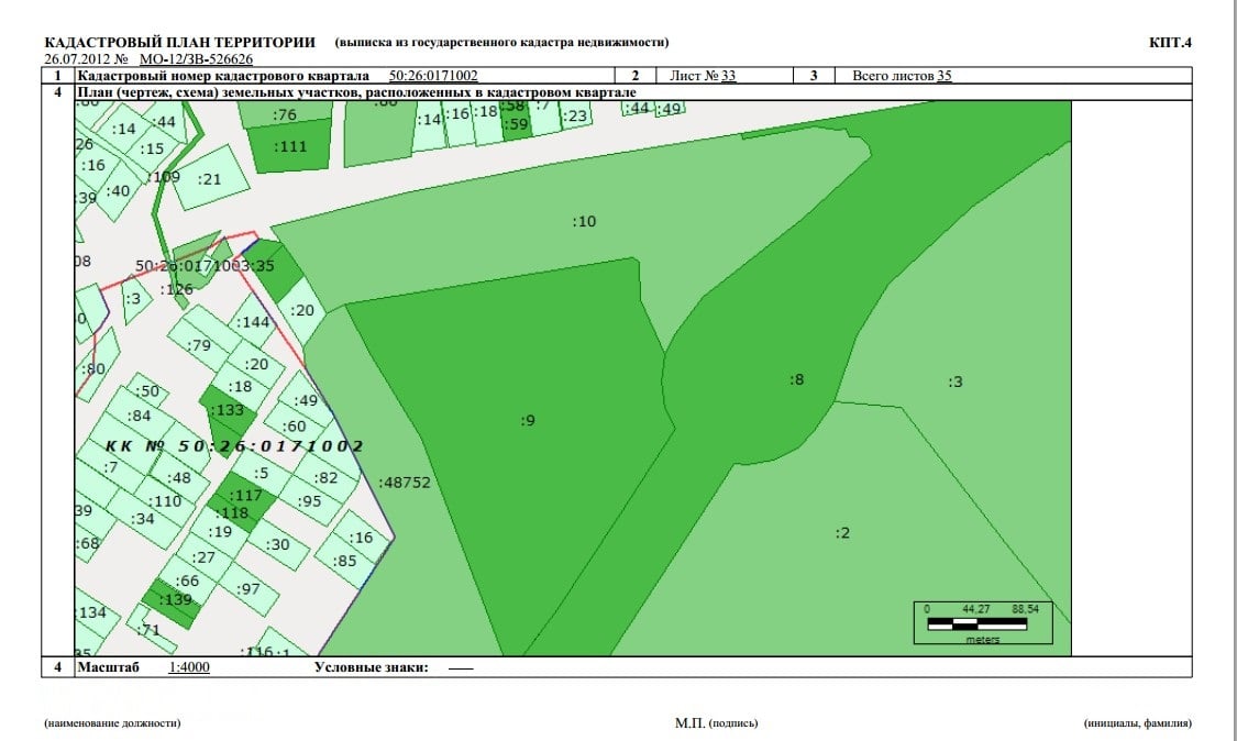 Кадастровый план участка в Городище